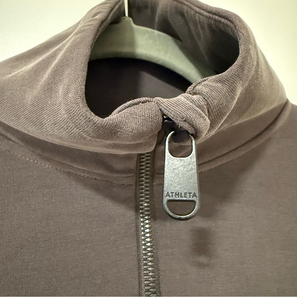 Athleta Espresso Brown Cropped 1/2 Zip Pullover XS Cozy Athleisure - Picture 4 of 7